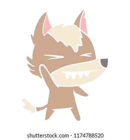 caricatura de estilo de color llano de lobo enojado