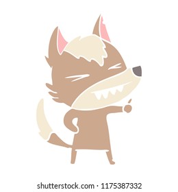 caricatura de estilo de color llano de lobo enojado