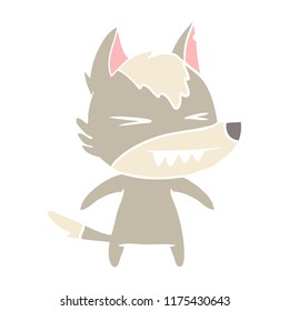 caricatura de estilo de color llano de lobo enojado