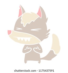 caricatura de estilo de color llano de lobo enojado