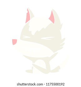caricatura de estilo de color llano de lobo enojado