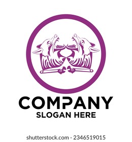 Angry wolf or fox head illustrated quality strong logo icon