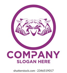 Angry wolf or fox head illustrated quality strong logo icon