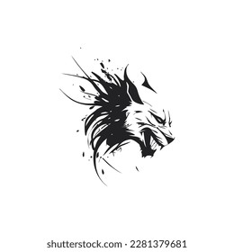 angry wolf head black color icon concept logo, black and white vector illustration, vector stock image, wolf icon, symbol