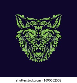 angry wolf head creative logo icon design vector illustration