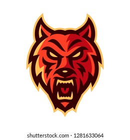 angry wolf head esport logo mascot template vector illustration