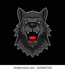 angry wolf head graphic illustration
