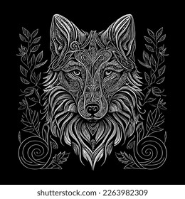 The angry wolf head line art illustration is a stunningly detailed portrayal of the fierce and majestic animal, capturing its intense expression and sharp features with precise lines and shading