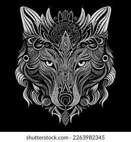 The angry wolf head line art illustration is a stunningly detailed portrayal of the fierce and majestic animal, capturing its intense expression and sharp features with precise lines and shading