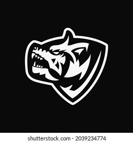 Angry Wolf Head Logo Concept. Black and White. Suitable for Logo, Icon, Symbol, Mascot, Emblem and Sign. Best for T Shirt Design