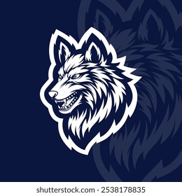 Angry wolf head mascot esport logo