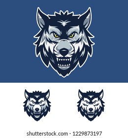 Angry Wolf Head Mascot Logo