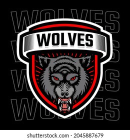Angry wolf head mascot logo template