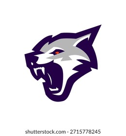 Logo de la mascota de la cabeza del lobo enojado para el Equipo deportivo
