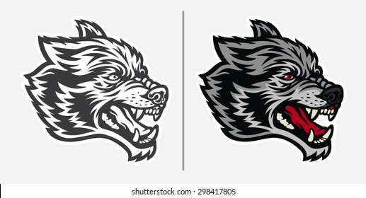 Angry Wolf Head Mascot Logo