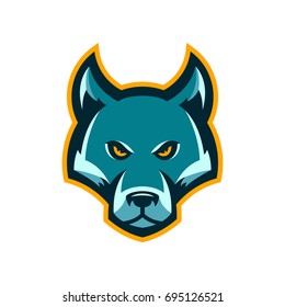 angry wolf head mascot. modern professional sport logo. vector illustration