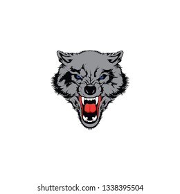 Angry Wolf Head Mascot Vector On A White Background