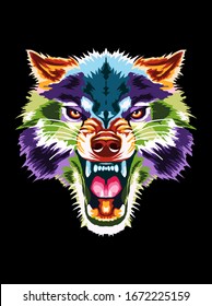 Angry Wolf Head Pop Art Illustration
