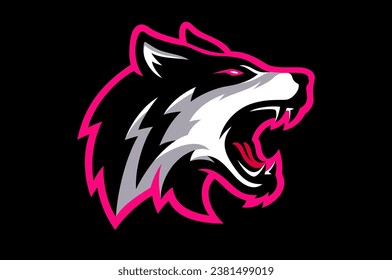 Angry Wolf Head Sport Logo Design 