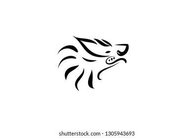 angry wolf head stylised sketch