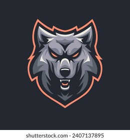 Angry wolf head vector with esport style