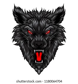 angry  wolf head vector illustration