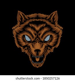 Angry wolf head vector illustration