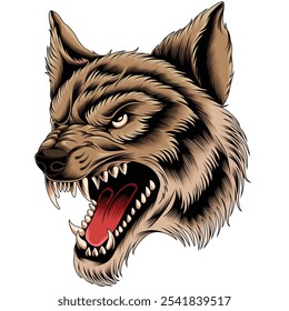 Angry Wolf Head Vector Illustration