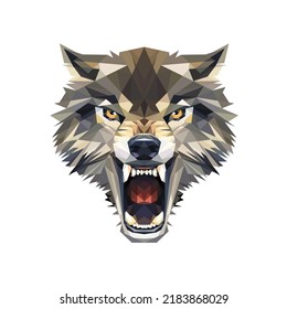 Angry Wolf Illustration for Ornaments, T-Shirt, Magazine, Book, Banner, an more. A Wolf Lowpoly Design