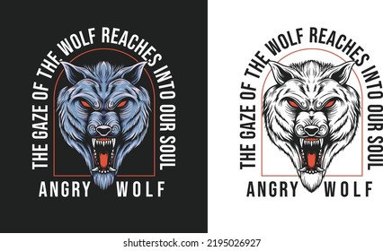 Angry wolf illustration for print