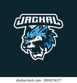 Angry wolf, jackal head esport mascot illustration logo icon