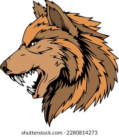Angry wolf line art illustration