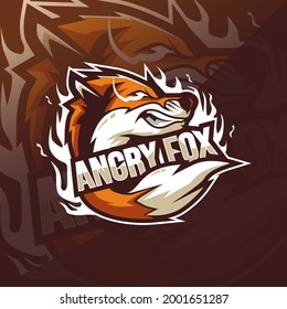 Angry wolf mascot logo esport design