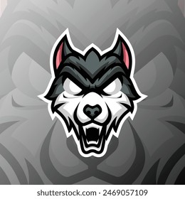 an angry wolf shows its fangs in esports design style