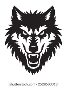 angry wolf silhouetted vector art illustration with white background