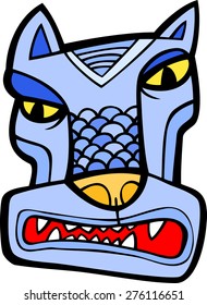 Angry wolf snout is showing one's teeth. Vector illustration.