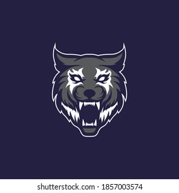 angry wolf sports mascot with aggressive expression vector icon
