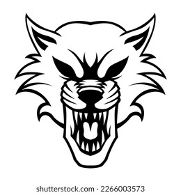 Angry Wolf Vector Black And White Logo Design Illustration Template