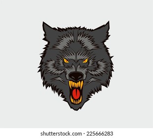 Angry wolf. Vector illustration.