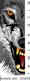 angry wolf  wild animal for shirt design