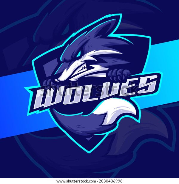 Angry Wolves Mascot Esport Logo Design Stock Vector (Royalty Free ...