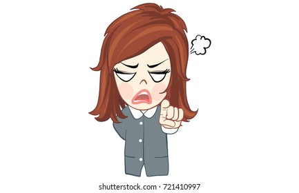 Angry woman action cartoon, vector