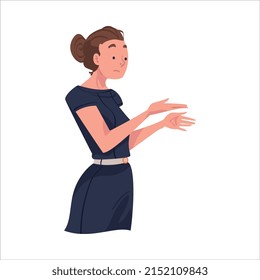 Angry Woman Arguing Having Conflict with Somebody Vector Illustration