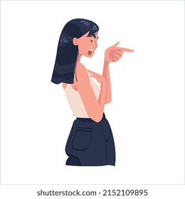 Angry Woman Arguing Having Conflict with Somebody Vector Illustration
