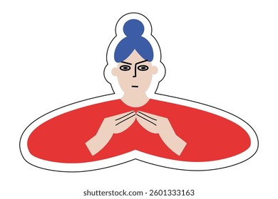 Angry woman. Flat vector illustration isolated on white background. Funny sticker