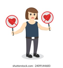 angry woman hate valentine design character on white background