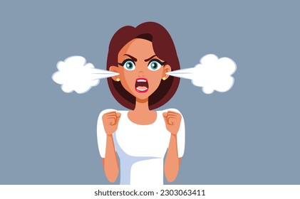 
Angry Woman Having a Breakdown Moment of Crisis Vector Cartoon Illustration.Mean girl using verbal abusive communication language
