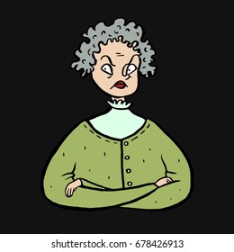 angry woman illustration vector grandmother mother in law character design vector