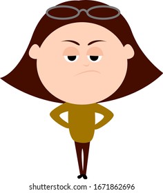 Angry woman, illustration, vector on white background.
