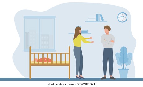 angry woman and man child vector illustration